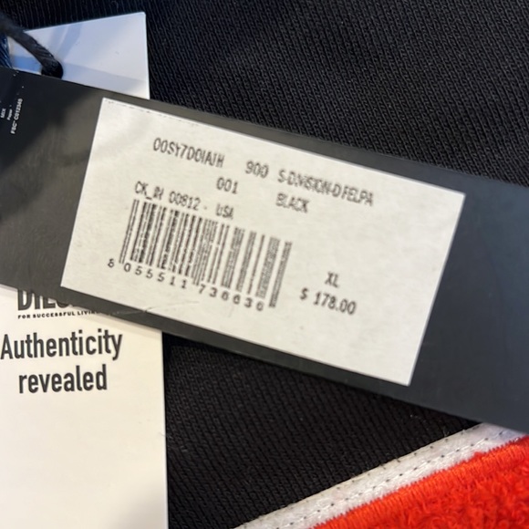 🇺🇸 BRAND NWT DIESEL HOODIE $178.00 🇺🇸 - Picture 9 of 10
